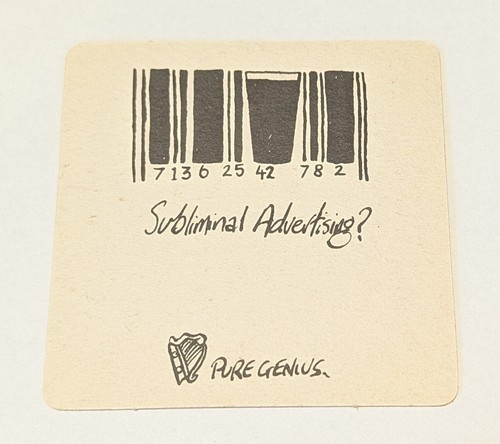 Vintage Guinness Drinks Coaster - Pure Genius Campaign