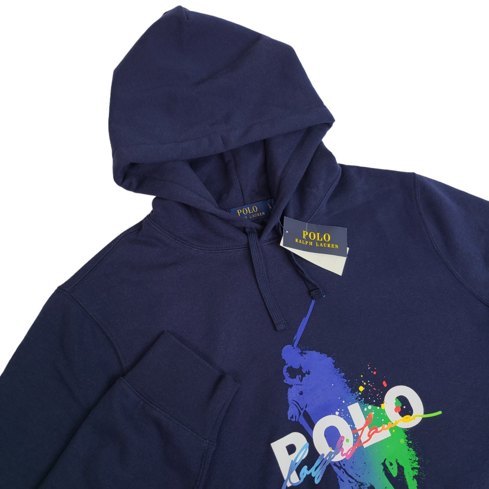 Polo Ralph Lauren uomo grande XL felpa con cappuccio vernice splatter pony pullover