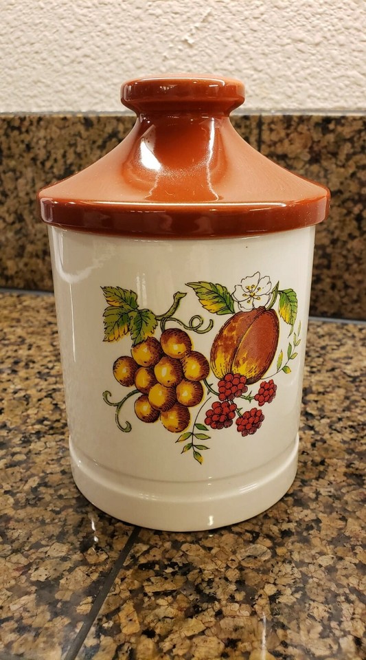 Vtg. Porcelain Canisters 60/70's Vegetables & Fruit Mark Rosenfeld