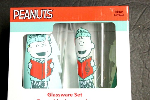 2 pcs Glass Peanuts Glassware Set by Zak 2 x 16oz 473ml Christmas Glass Holidays - Picture 8 of 10