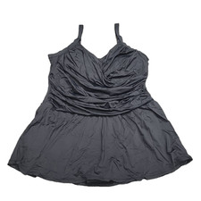 Jantzen Flirty Wrap Front Swim Dress Summer Beach Cruise 22W Plus Size Black