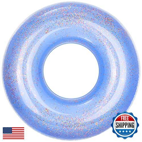 MoKo Swim Rings with Glitter, 90cm Diameter Inflatable Pool Float Swimming Po