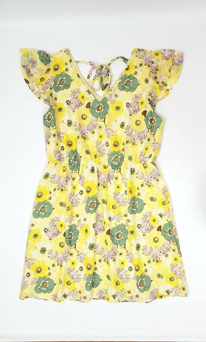 Ann Taylor Factory Women's V Neck Yellow Swing Dress Size XL - Picture 6 of 14