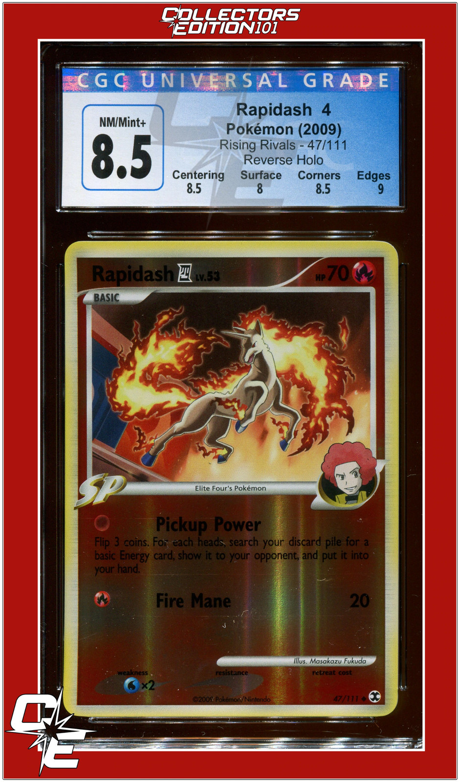 Rising Rivals 47 Rapidash 4 Reverse Holo CGC 8.5 - Subgrades