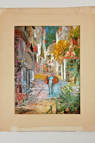 Psychedelic 70s Mexican Town Streets Aesthetic vintage framed wall art 8.5 x 6"