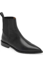 $750 ATP ATELIER Lauro Pointed Toe Bootie Black Leather Chelsea 39 (MF28)