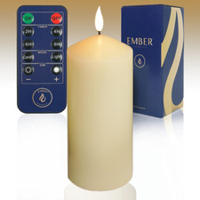 EMBER&trade; LED Candle Flameless Flickering Chapel Ivory Battery Powered 17.5cm