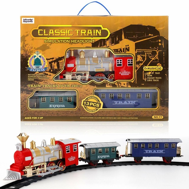 classic train set with smoke