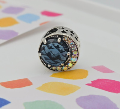 Authentic Pandora Silver Moon and Night Sky moment  Charm
