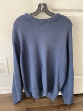 Tommy Hilfiger Men's Warm Sweater 100 Cotton Navy Blue Size L