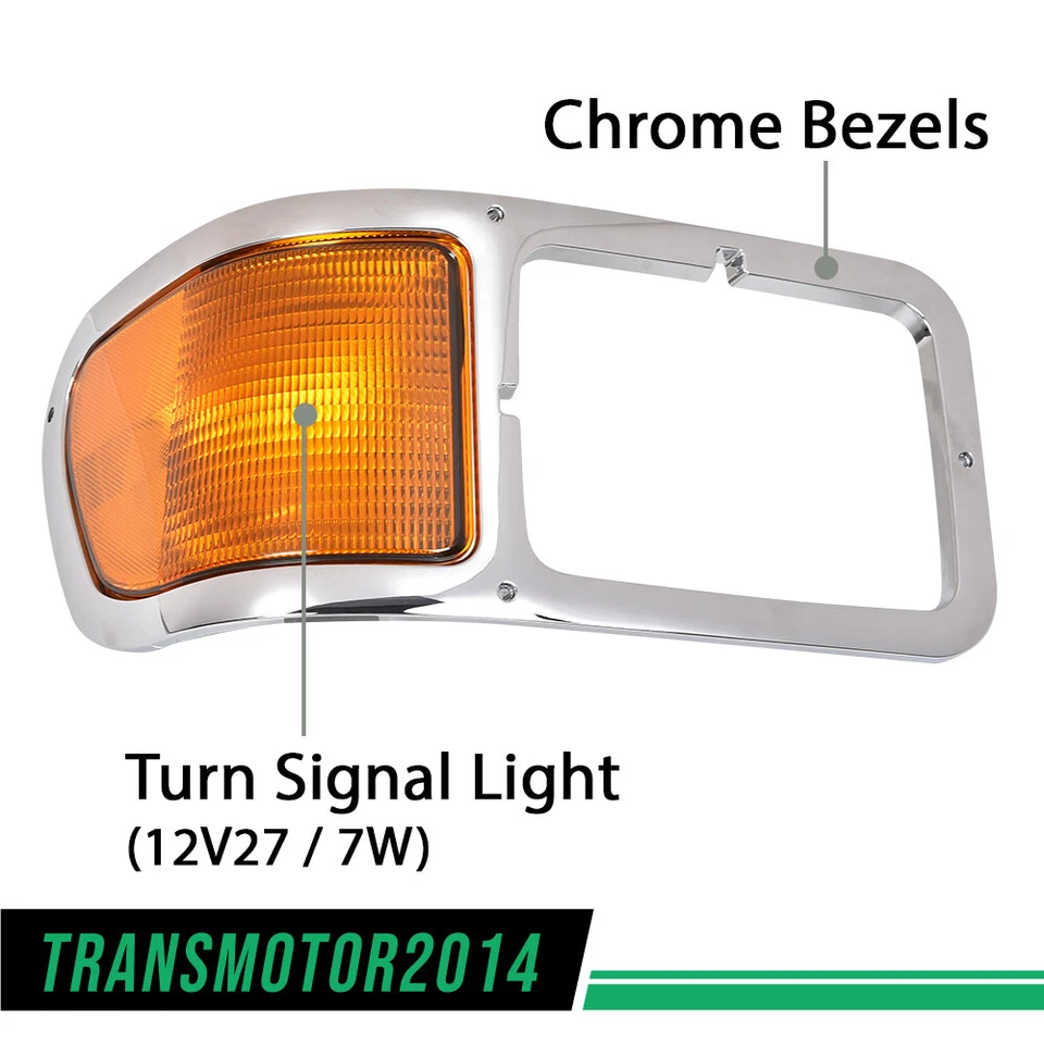 Left & Right Headlight Bezel Signal Corner w/ Bulb Fit For 00-15 Ford F650 F750 Foto 4 de 4