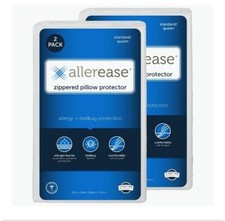 New Allerease PILLOW PROTECTOR Zippered Case Cover SET of 2 STANDARD SIZE