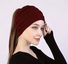 Fashion Womens Winter Knitted Ear Warmer Headband Crochet Bun Beanie Open Hat