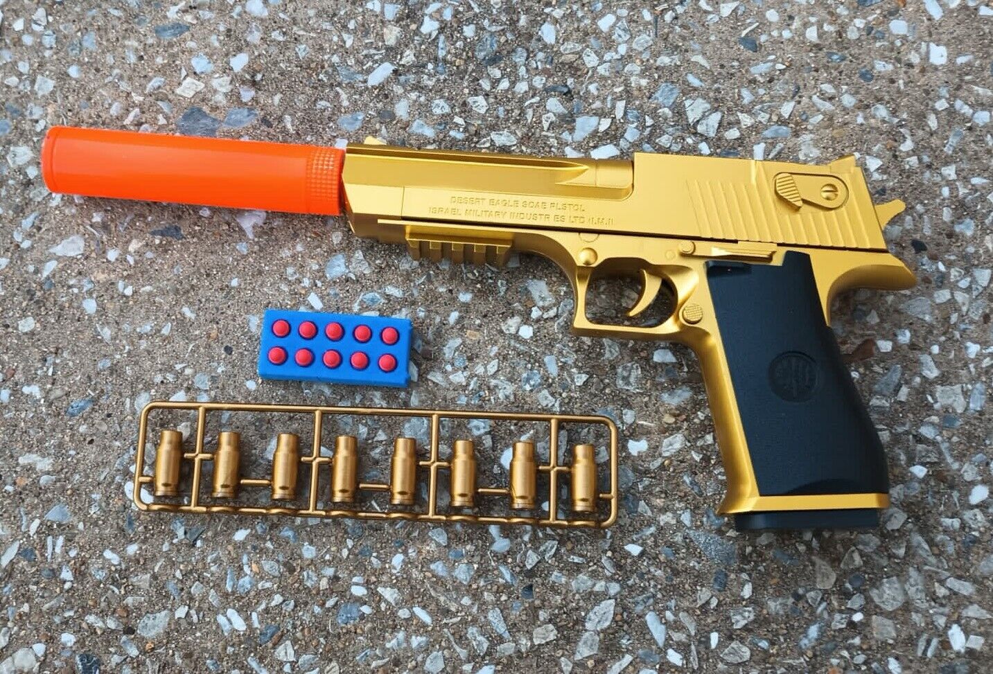 Soft Shell Toy Gun 50cal Desert Eagle Style Gold USA Seller Foam Blaster