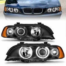 ANZO Projector Headlights w/ Halo Black for 1997-2001 BMW 5 Series