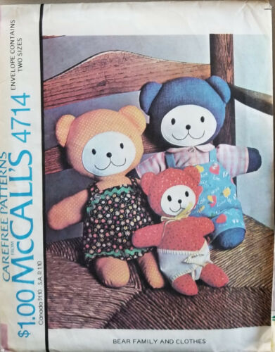McCalls Fun Craft Sewing Patterns Bunny Doll Bear Christmas Toy Plush 131 U-Pick - Picture 82 of 162