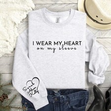 Custom Sweatshirt Sleeve Name My Heart Gift For Mum Grandma Nana Novelty Special