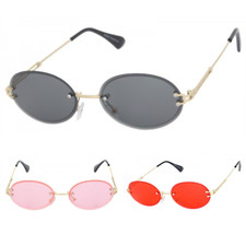 Classy Elegant Sophisticated LUXURY SUNGLASSES Rimless Gold Frame Oval New Lens