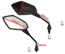 Coppia Specchietti Retrovisori Scooter Moto Custom Nero DX+SX omologati mm8