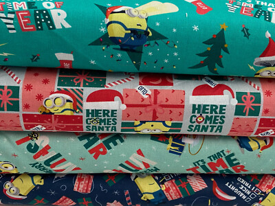 Minions Mayhem Jolly Christmas lizenzierter Baumwollstoff von 1/4 M * verschiedene Designs
