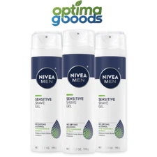 NIVEA MEN Sensitive Shave Gel with Vitamin E, Soothing Chamomile 7 Oz (3-Pack).