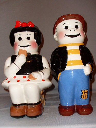 Nancy & Sluggo "Littierte Ausgabe" Original neue Keksdosen aus Keramik von JD