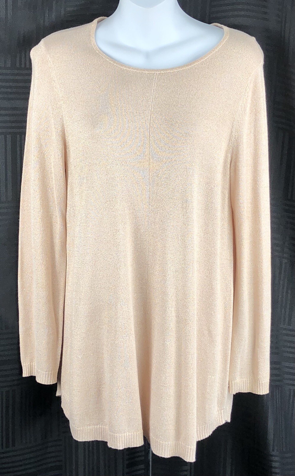 Alfani Long Sweater M Gold Sparkle Rayon Knit Long Sleeve Fairy Metallic Classic
