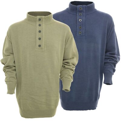 Kitaro Pullover Troyer Strick Pulli Herren Baumwolle Blau Beige Größe M 4XL