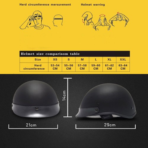 DOT Certified Helmet Motorcycle Half Face Moped Scooter Inner Visor Helmet Matte - Picture 5 of 14