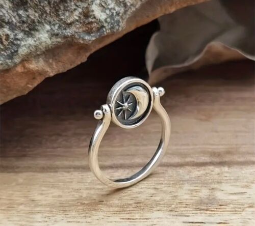 Anello da donna Boutique creativo tono argento sole luna ribaltabile misura 7 1️⃣ - Foto 6 di 7