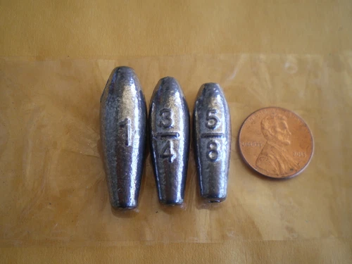 18 TROLLING SHAPE LURE BODIES/SLIP SINKER 1,3/4,5/8 OZ. 6 EA."MAKE SPINNERS"