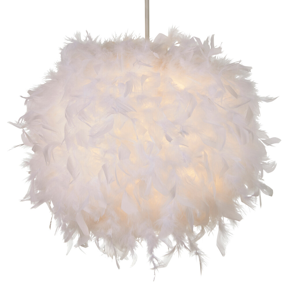 Litecraft Glow Light Shade 40cm Easyfit Feather Ball Childrens Lampshade - White