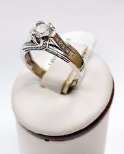 14k White Gold Diamond Engagement Ring - Size 6 3/4 . 12ct diamonds