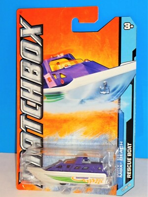 Matchbox 2012 MBX Beach Series #20 Rescue Boat Purple &amp; White