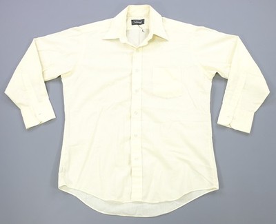 Rare Vintage CHALLENGER Poly Cotton Button Front Dress Shirt 70s 80s Yellow