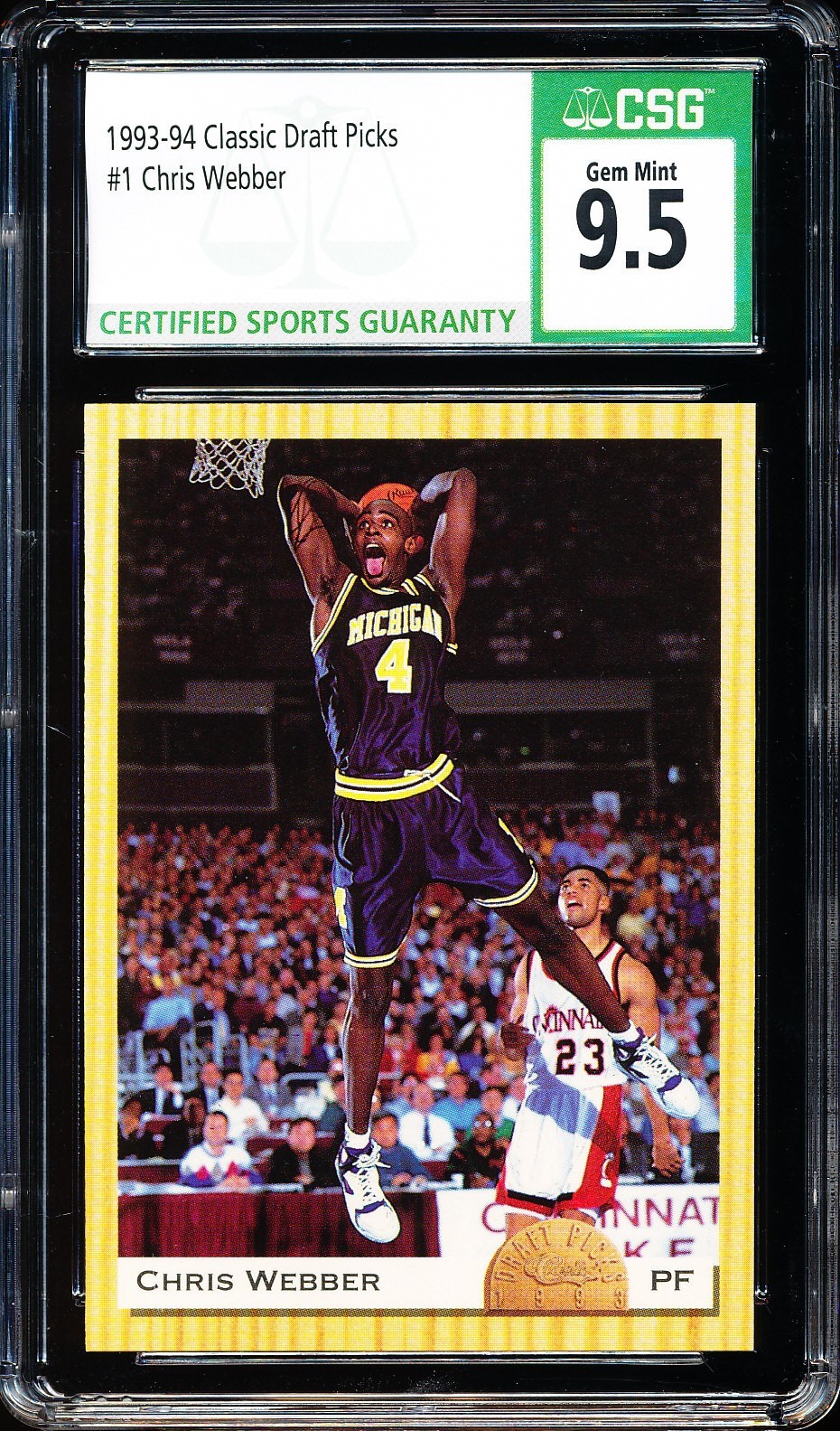 1993 Classic Draft Picks #1 ~ CHRIS WEBBER ~ CSG 9.5 GEM Mint