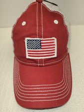 New Distressed red and white American flag patch adjustable mesh trucker hat