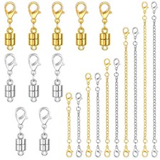 20 Pack Necklace Extenders, Magnetic Clasp with 20Pcs Gold Silver