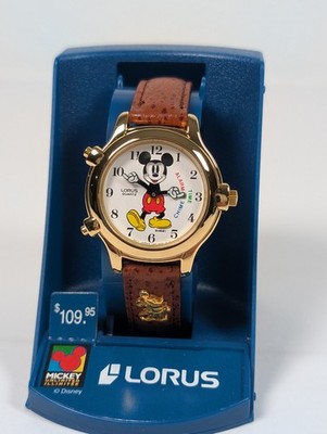 Vtg Lorus Mickey Mouse Watch Dancing Hands Faces V69F-6000 NOS NEW BATTERY 