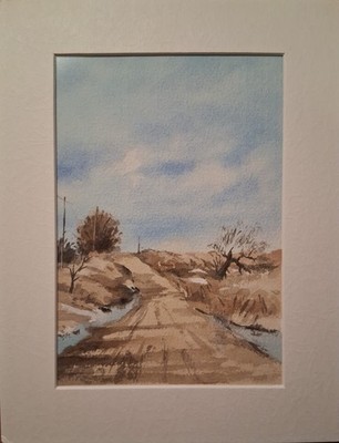 Handgemaltes Aquarell: Ein Pfad auf dem Land Hand-painted watercolor
