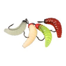 Vibrant Colors Glow Worms Bait Grub with Hooks for Bass and Trout Fishing