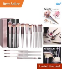 Makeup Brush Set 18 Pcs Synthetic Foundation Powder Concealers Eye shadows B...