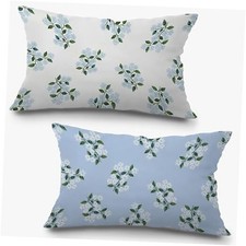 Blue and White Hydrangea Pillow Covers 12x20 Set of Hydrangea-pillow Covers-a