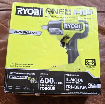 #ad Ryobi ONE HP 18 Volt Cordless Brushless 4 Mode 1 2quot; Impact Wrench Damaged Box $134.99