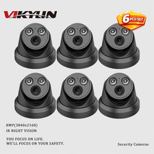 6Pcs Set VIKYLIN 8MP 4K IR Light Turret IP Camera MIC Black White Night Vision