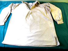 Vtg Civil War Reproduction Shirt Beige Battle Sz 50-29 XXL 1/4 Button Hand Sewn