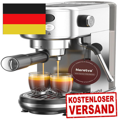 Neretva Siebträgermaschine 20 Bar Edelstahl LED Anzeige Milch