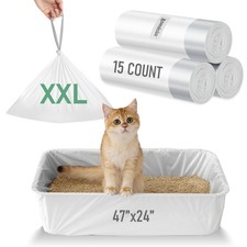 Cat Litter Box Liner XXL - 15 Count 47" x 24" Jumbo Litter Bags