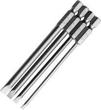 4 Pcs 4 Inch/100Mm Flat Head Slotted Tip Screwdriver Bit Set 1/4 Inch Hex Shank
