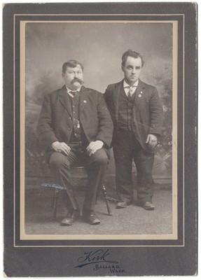 c. 1900 BIG & LITTLE MAN Circus Midget Cabinet Card Photo | Kirk, Ballard, Wash.